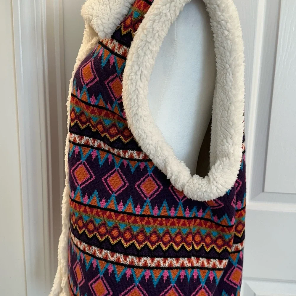 Johnny Was Yuya Sherpa Reversible Sweater Vest XL NWT $398‎